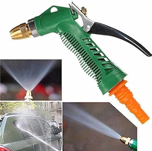 Spray Gun Plastic High Pressure Water Spray Gun for Car/Bike/Plants/Household Car Wash Gun Fit for Hose/Quarter-Inch Petals (Green)