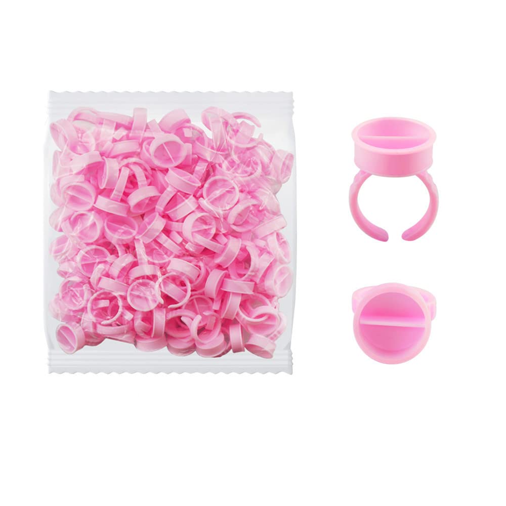 Pack of 100 Tattoo Ink Rings Microblading Pigment Glue Holder Cup Makeup Eyelashes Eyebrow Ink Caps Rings for Permanent Makeup Supply (L with Divider)