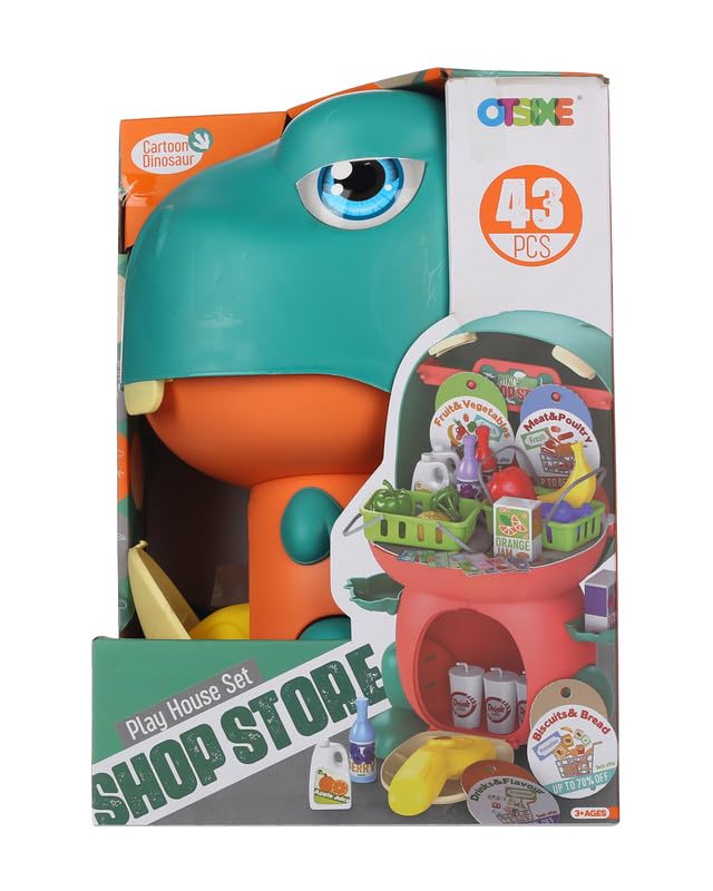 3A 168-2 Dinosaur Supermarket Bag 43 Pieces - Green and Orange
