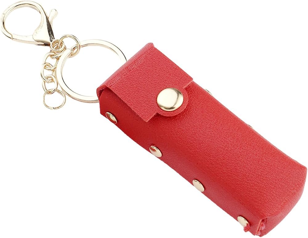 GQ Lipstick Keychain Lipstick Bag Key Chain Lip Balm Lipsticks Keyring Bag Accessories Jewelry Backpack Car(Red)