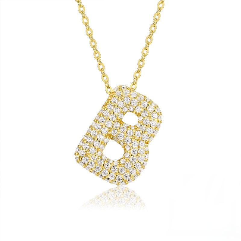 A-Z Letter Necklace for Men Women – 14K Gold Plated Stainless Steel Chain with Cubic Zirconia Stone Accessory
