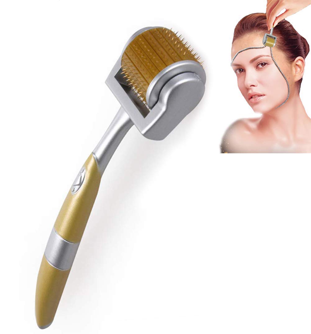 Dermaroller 192 Titanium Beard Growth & Hair Regrowth Micro Needles Derma Roller Anti-Aging Skin Care Tool,Gold,0.5mm