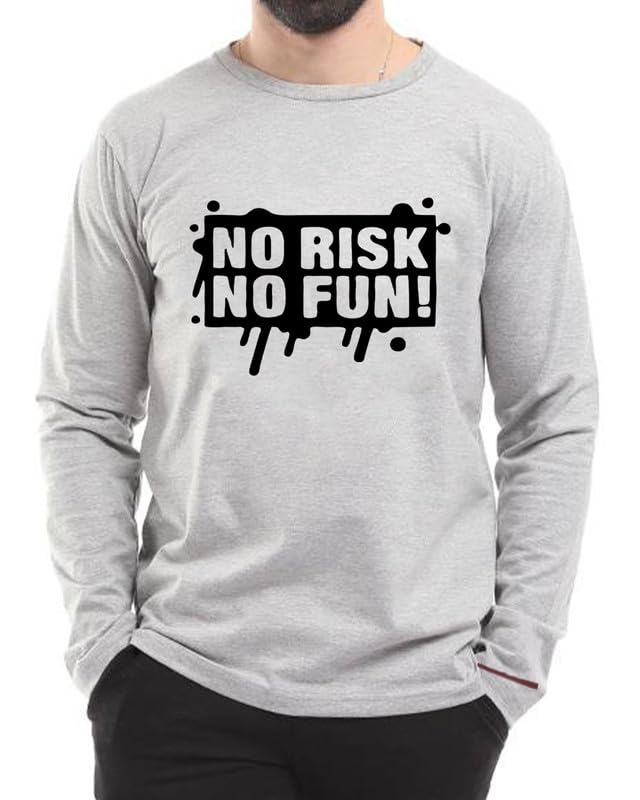 Print Online 316Long Sleeve T-Shirt For Men-Grey-XXXL