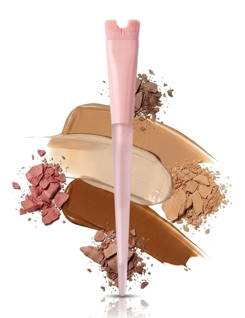 Under Eye Concealer Brush, Makeup Precision Face Blending, Eye Liquid Cream Concealer, Small Foundation Cosmtic Tool for Dark Circles, Nose Contour Applicator-pink color -hight quality