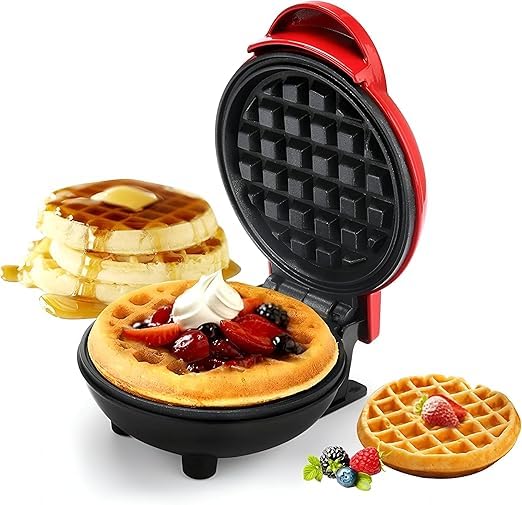 Jamaki Waffle Maker 350W Mini Round Non-Stick Coating Belgian Waffle Maker Retro Retro Classic Wafer Maker for Home Birthday Kids