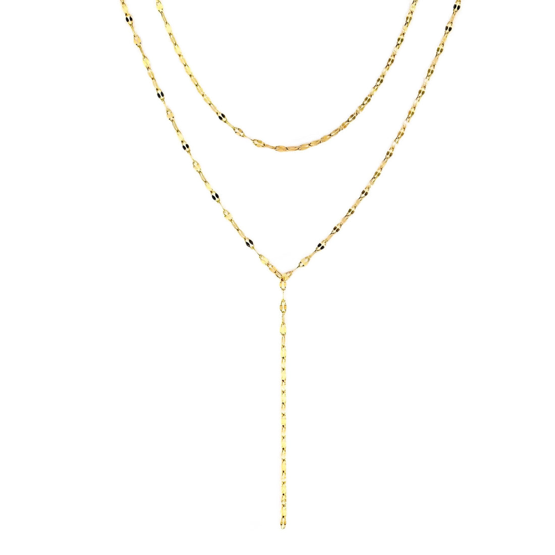 Necklace - Luxurious double layer long chain design, simple style with delicate craft, suitable for all skin tones, enhance any look with a touch of elegance, grace, beauty and charm that is always at