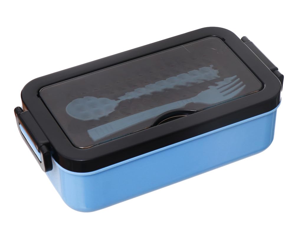 Kabas Plast Plastic Airtight Lunch Box With Spoon And Fork - Baby Blue
