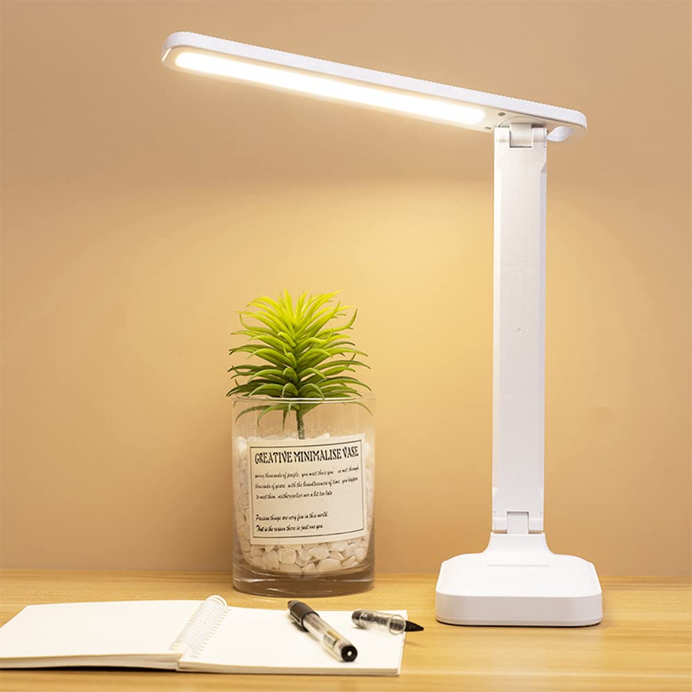Arabest LED Desk Lamp, No Flicker Reading Lamp with Touch Control, 3 Color Modes, USB Foldable Table Lamp, Eye Caring Reading Light for Office, Home, Dormitory