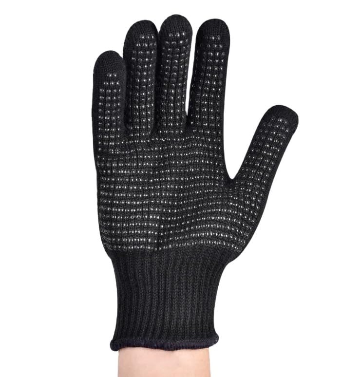 Heat Resistant Glove with Silicone Bumps for Hair Styling, Non Slip Protective Mitt for Curling Iron, Flat Iron, Straightener