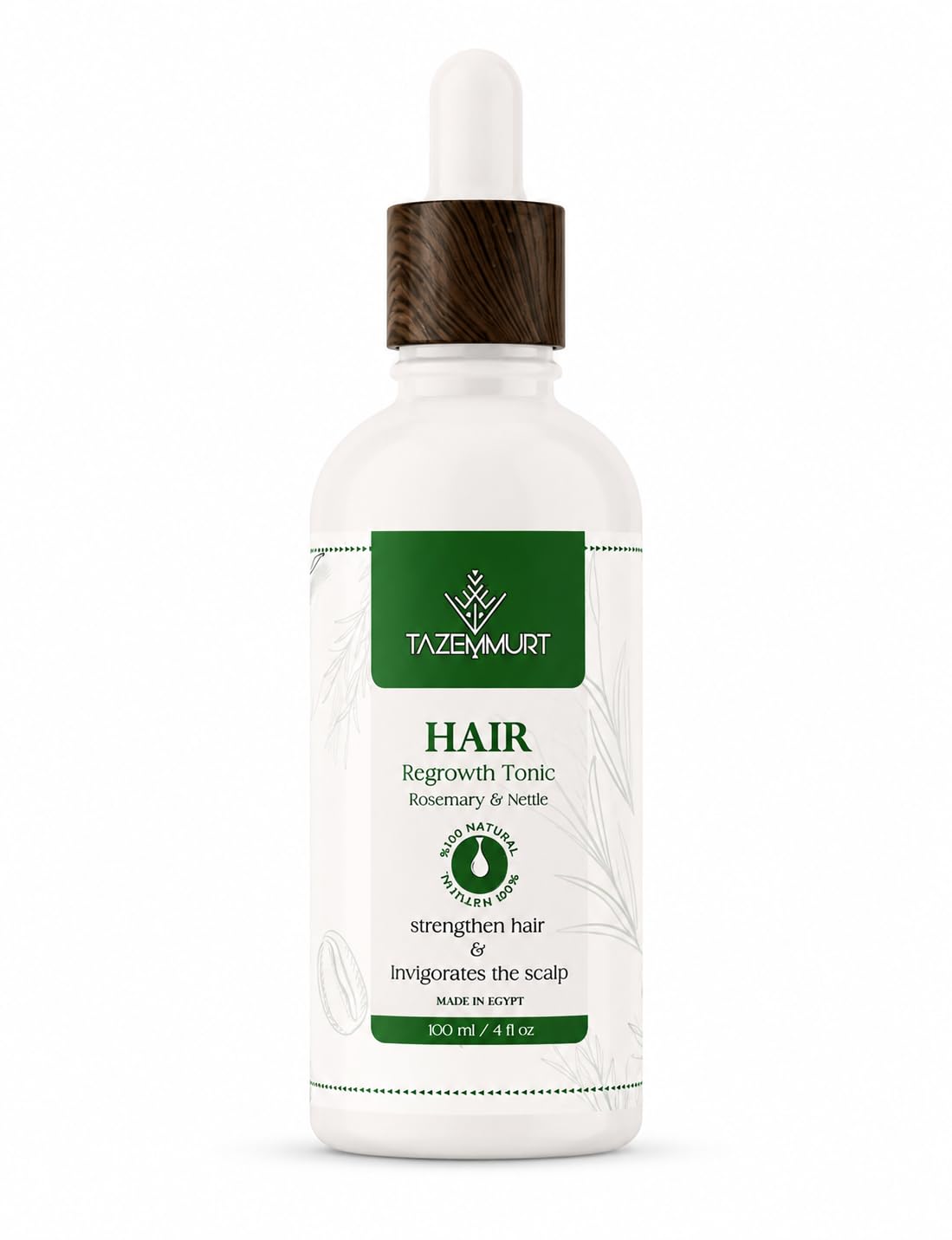 TAZEMMURT Hair Regrowth Tonic, Rosemary and Nettle, Strengthens Hair, Invigorates Scalp, 100% Natural, 100 ml