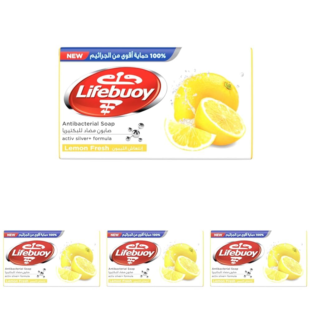 Lifebuoy Lemon Fresh Antibacterial soap Made with Activ Silver Formula 165G (Pack of 4)