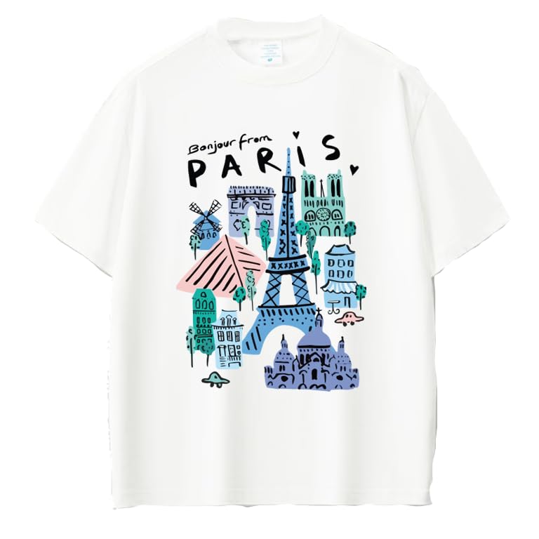 T-Shirt White Paris Graphic Print,Size (9-12Y)