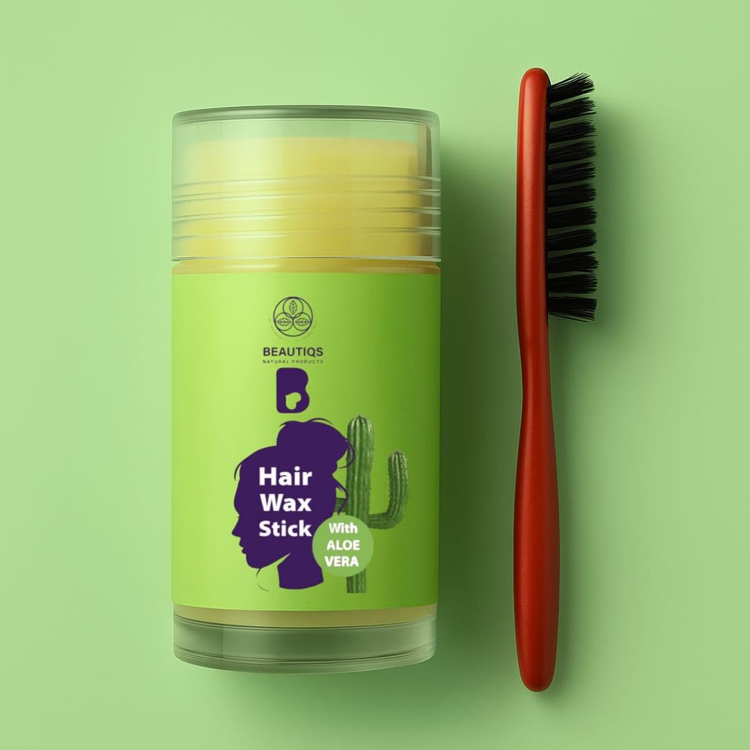 2 in 1 offer Beautiqs Cactus & Aloe Hair Stick with baby hair brush| Edge Control & Frizz Smoother | No White Cast | Portable | For Daily Use عرض الهير ÙˆاÙƒس Ù…ع فرشاة اÙ„