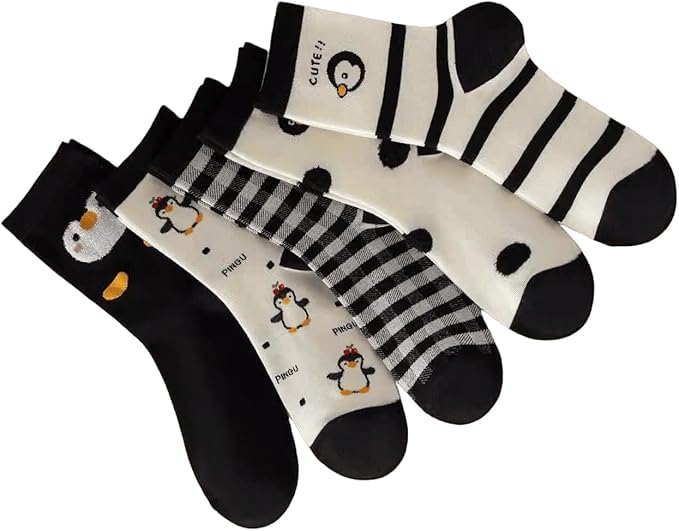 "Smart Edge, Women's Socks, Girls Penguin Over The Masterpiece in Imagination and Girls, Fashion and Unique Socks, 6 Pairs, Multicolor "