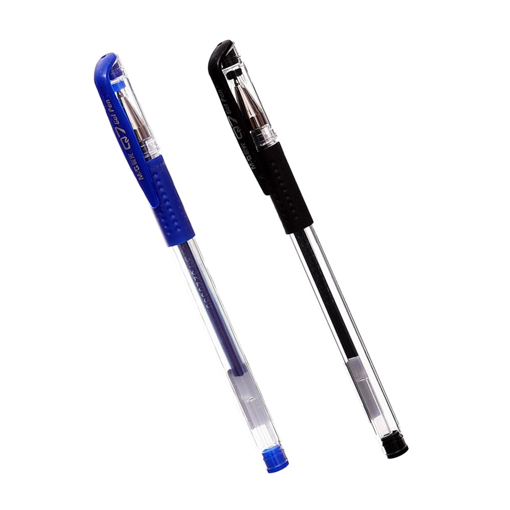 M &G AGP30103 Gel Pen with Comfortable Rubber Grip 0.5mm Pack of 2 Pens Blue and Black Ink - Blue Black