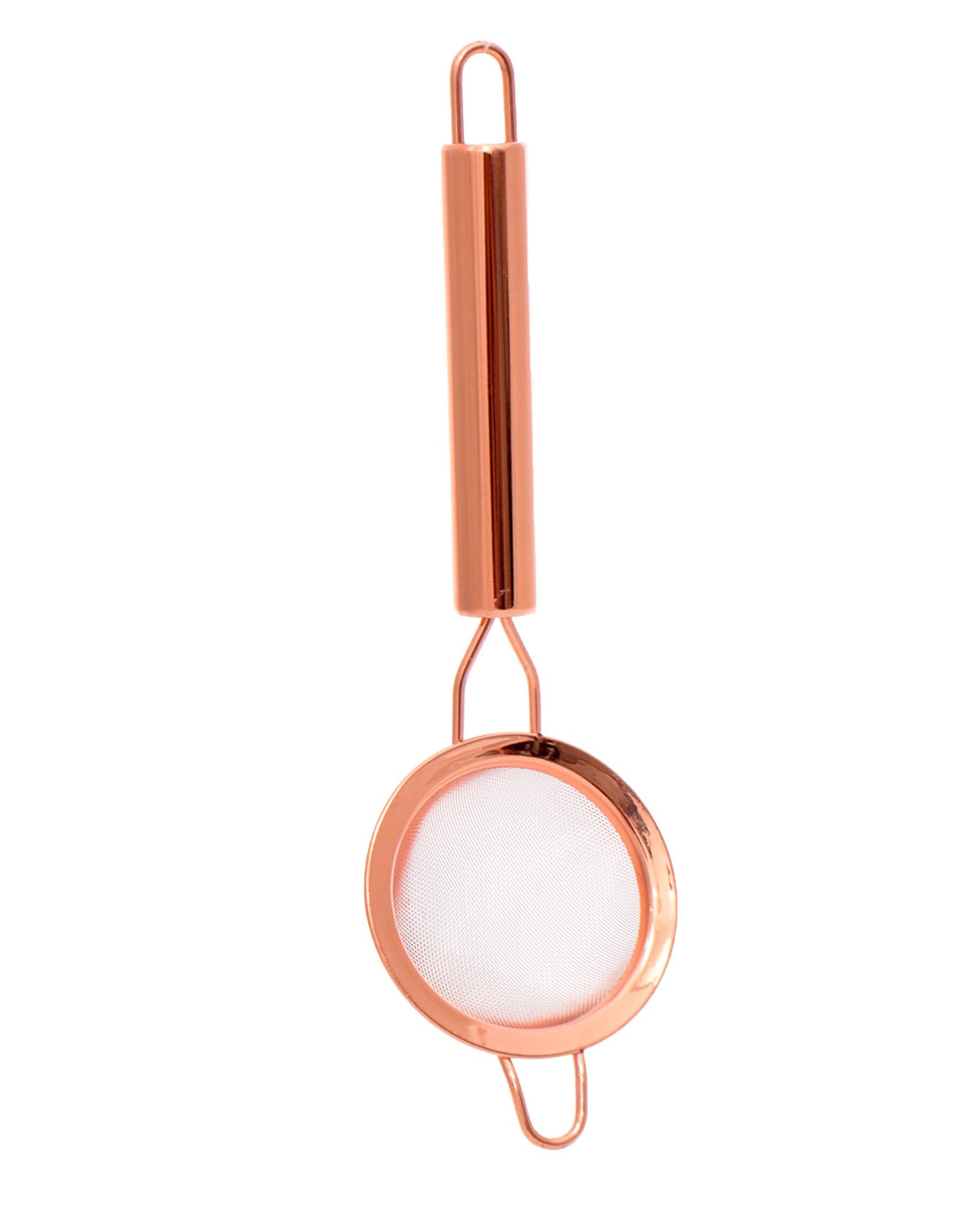 Fine Mesh Strainer with Long Handle, Rose Gold Stainless Steel, Kitchen Tea Cocktail Sieve
