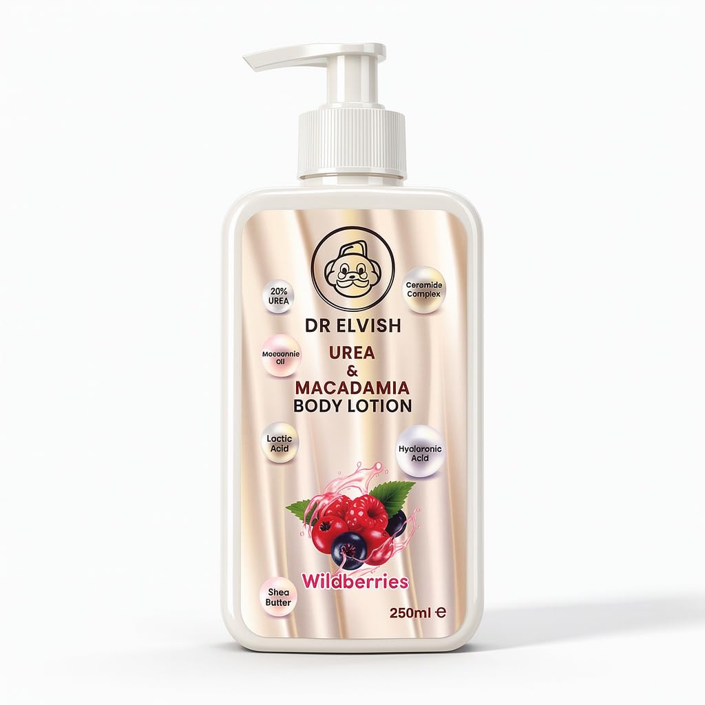Dr. Elvish Urea & Macadamia Body Lotion – Intensive 48H Hydrating Body Cream with 20% Urea, Ceramides & Natural Oils | Repairs Very Dry, Rough & Sensitive Skin | Non-Greasy Formula 250ml