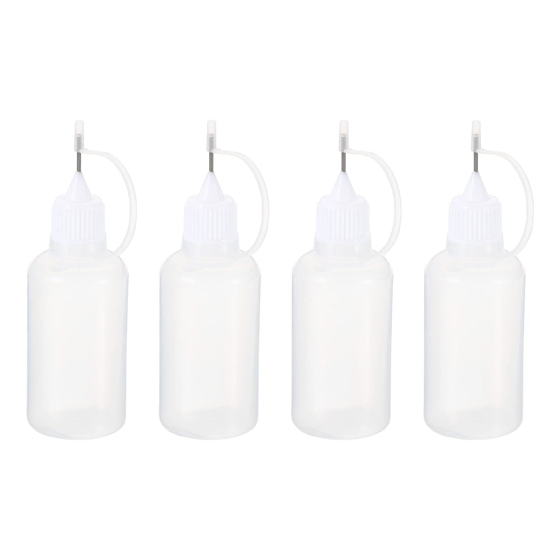 PATIKIL Needle Tip Glue Bottles 30mL 1 Oz, 4 Pack Plastic Applicator with Lid for Paper Quilling Gluing Art Craft DIY Projects, White