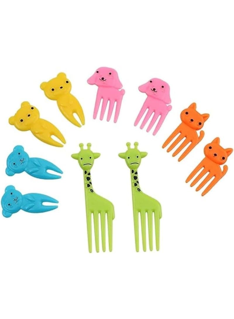 Children’s Cartoon Animal Forks – Food-Grade BPA-Free Forks for Bento, Lunch Box, Snacks & Fruit – Fun Mealtime Accessories-10Pcs