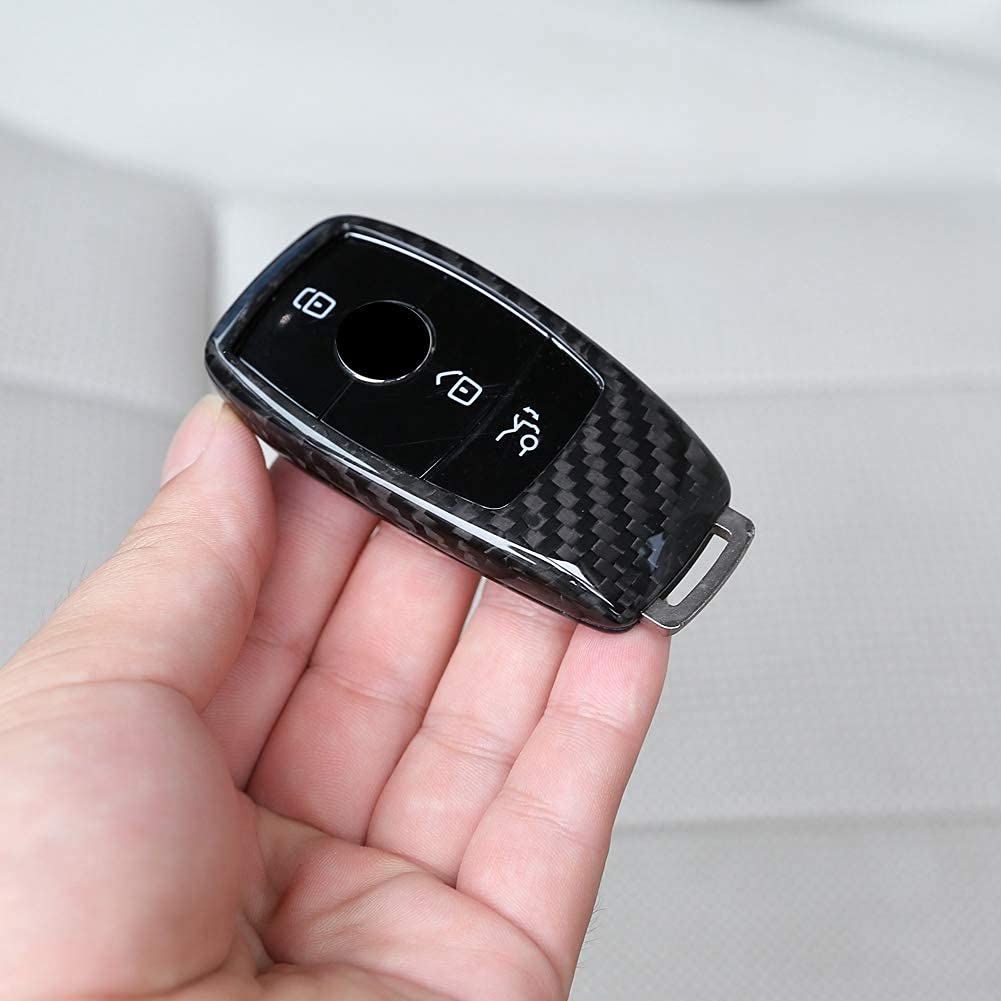 Terisass Car Remote Key Fob Case Shell Repalcement Carbon Fiber Key Shell Case Cover Trim for Mercedes Benz E Class W213 2016 2017 2018 for Mercedes Benz S Class W222 2014 2015 2016 2017 2018