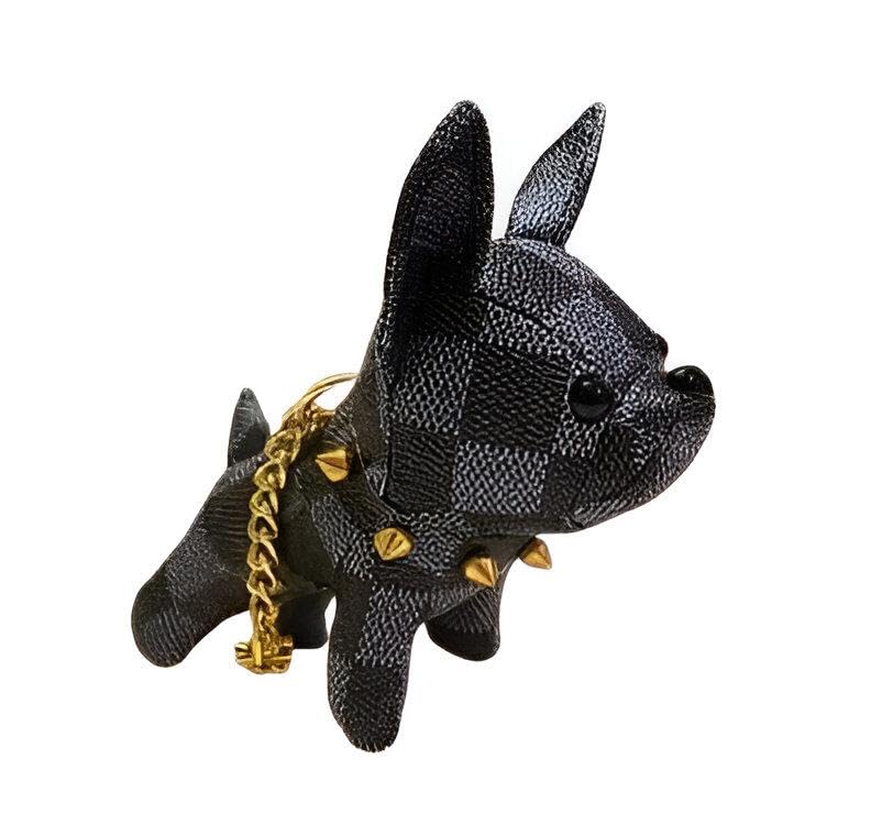 Creative Keychain - Dog key made of beautiful faux leather, French bulldog PU leather, cute animal key charm, family-friendly gift partner