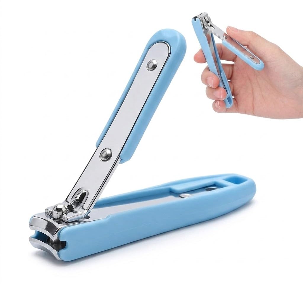 Nail Clippers LARGE,Sturdy Stainless Steel Toenail and Fingernail Clipper Cutters with Sharp Curved Blades,Nail Clippers -1pc-MULTICOLOR