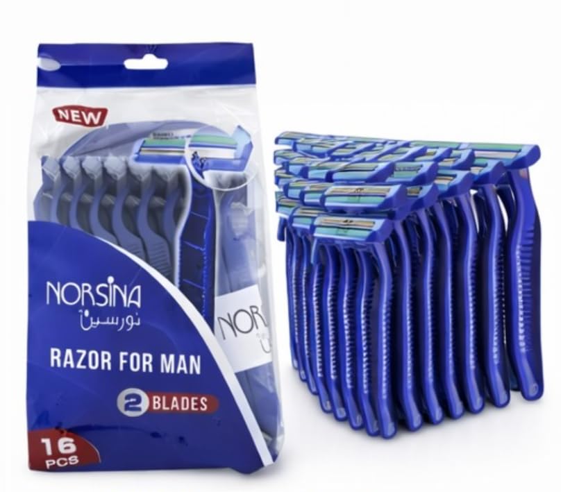 Norciana Men's Razor with 2 Blades – 16 Disposable Razors, Smooth & Fast Shaving, Suitable for Sensitive Skin – Imported