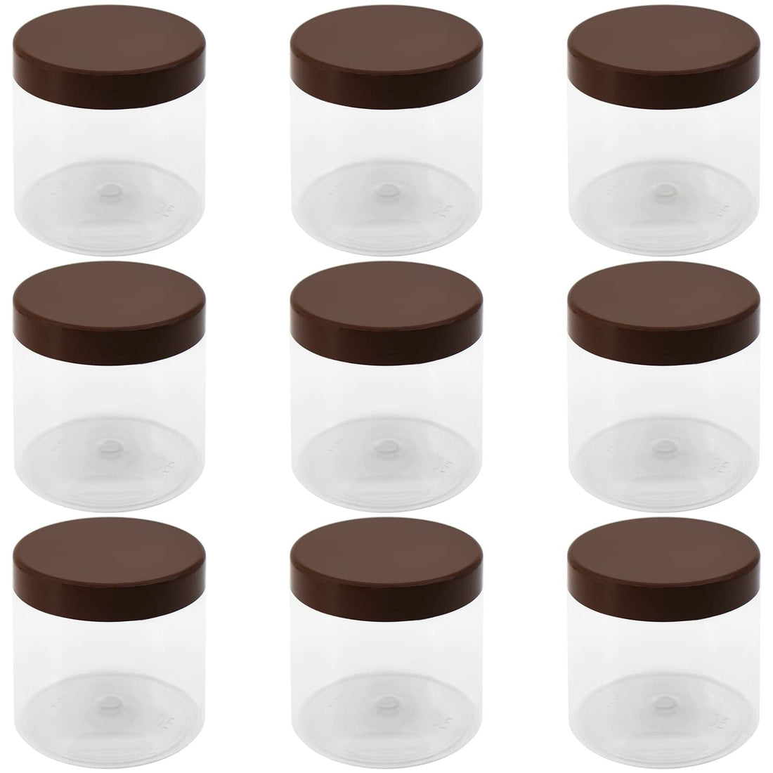 8 Piece Plastic Jar White Clear Size 500ml - Diameter 9 Centi - Brown Lid and Plastic Medicine - Empty Plastic Empty Jar Refill Jar Storage Containers Empty Round Cans - From artistic