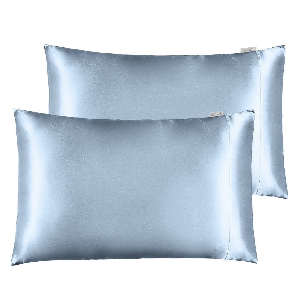 STONECREST Classic Home Decor, Inc Satin Pillowcase for Hair and Skin Care, Set of 2 Soft Breathable Queen Standard Size Silky Satin Pillowcases (20 x 40”)(Slate,King), Grey