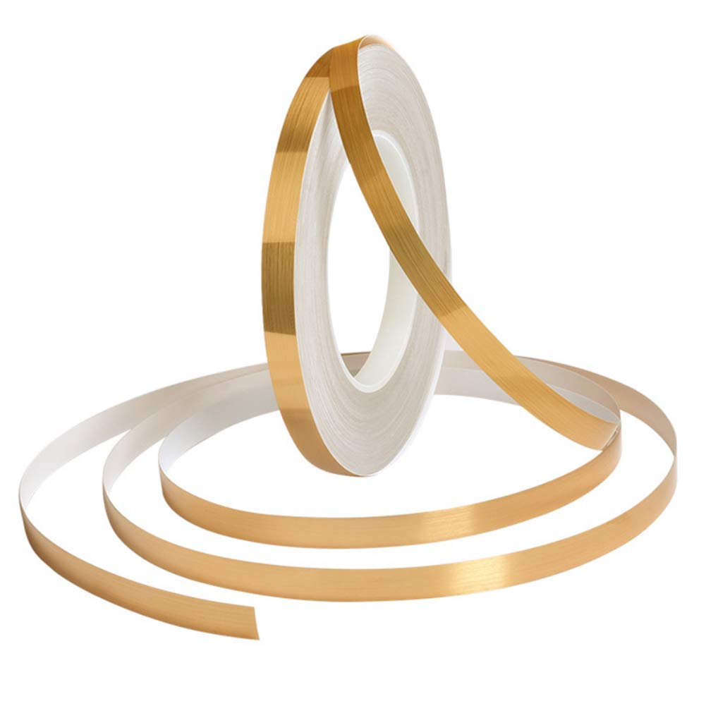 MISSYOUNG Gold Metalized Polyester Mylar Film Tape with Acrylic Adhesive, 0.4 in x 55 yds. Vibrant Mirror Like Finish, Gold Decor Tape for Detailing Accent Wall, Wardrobe, Cabinet, Bathroom