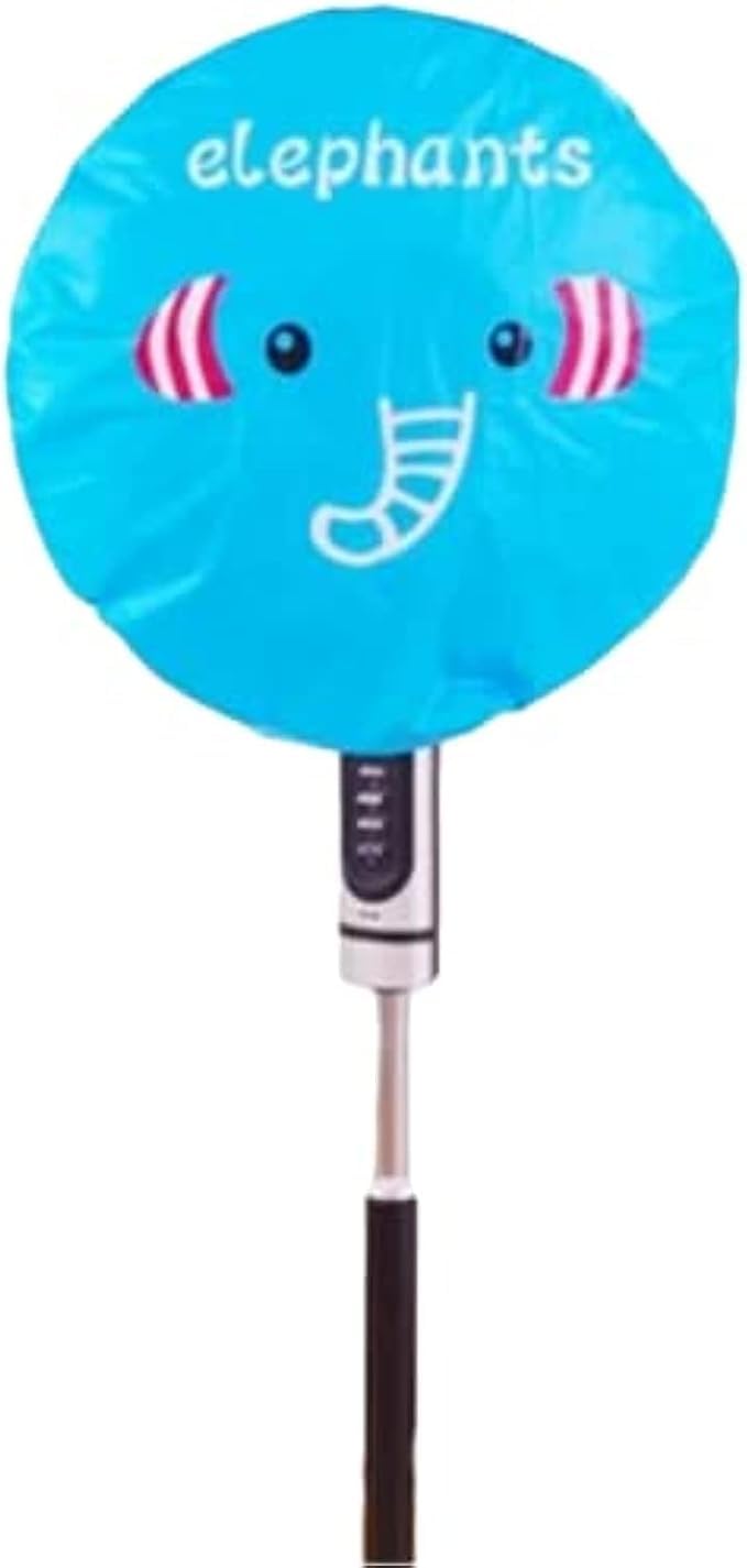 Waterproof Dustproof Moisture Proof Stand Fan Cover with Stylish Graphics (Blue Elephant)