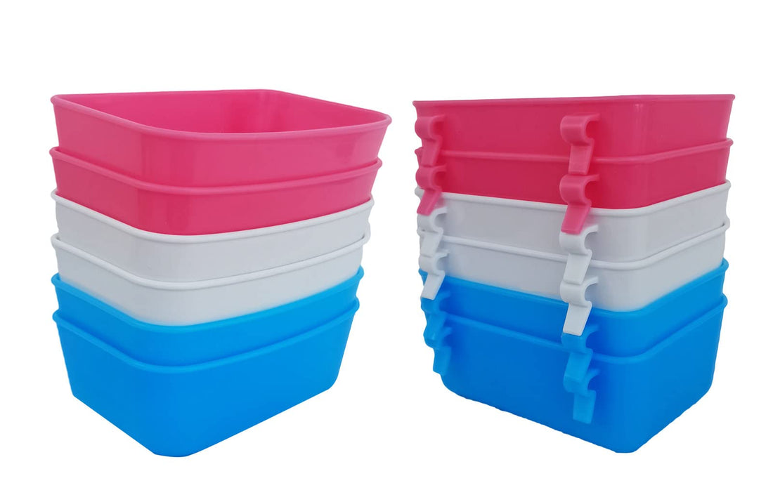 6 Pack Rabbit Feeder Waterer Chicken Guinea Pig Cage Food Water Bowl Hanging Watering Container Feeding Dish Coop Cup Treats Drinker for Pigeon Dove Puppy Cat Bird Bath Basin Hamster Bed