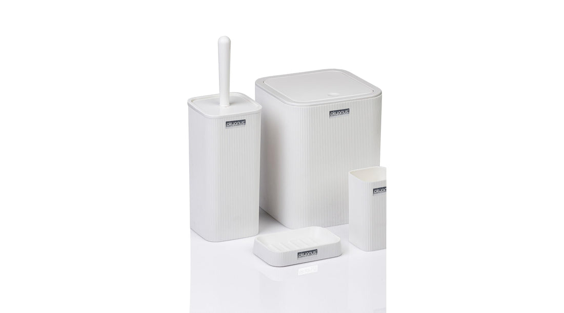 Okyanus 5-Piece Bathroom Set Mina Square White, OKY-420-B-Multicolor
