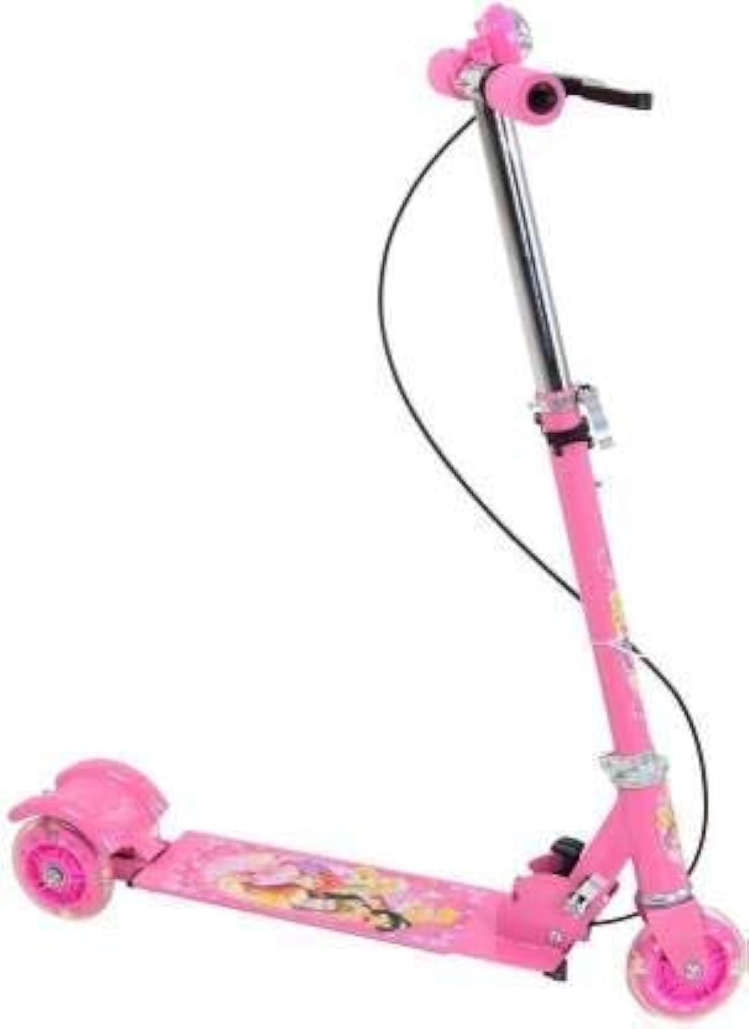 Scooter for Kids 3 Wheeler Foldable Kick Skating Cycle with Brake and Bell, LED on Wheels and Height Adjustable for Boys and Girls for 3-7 Years (Pink) (Blue_1) (Pink)
