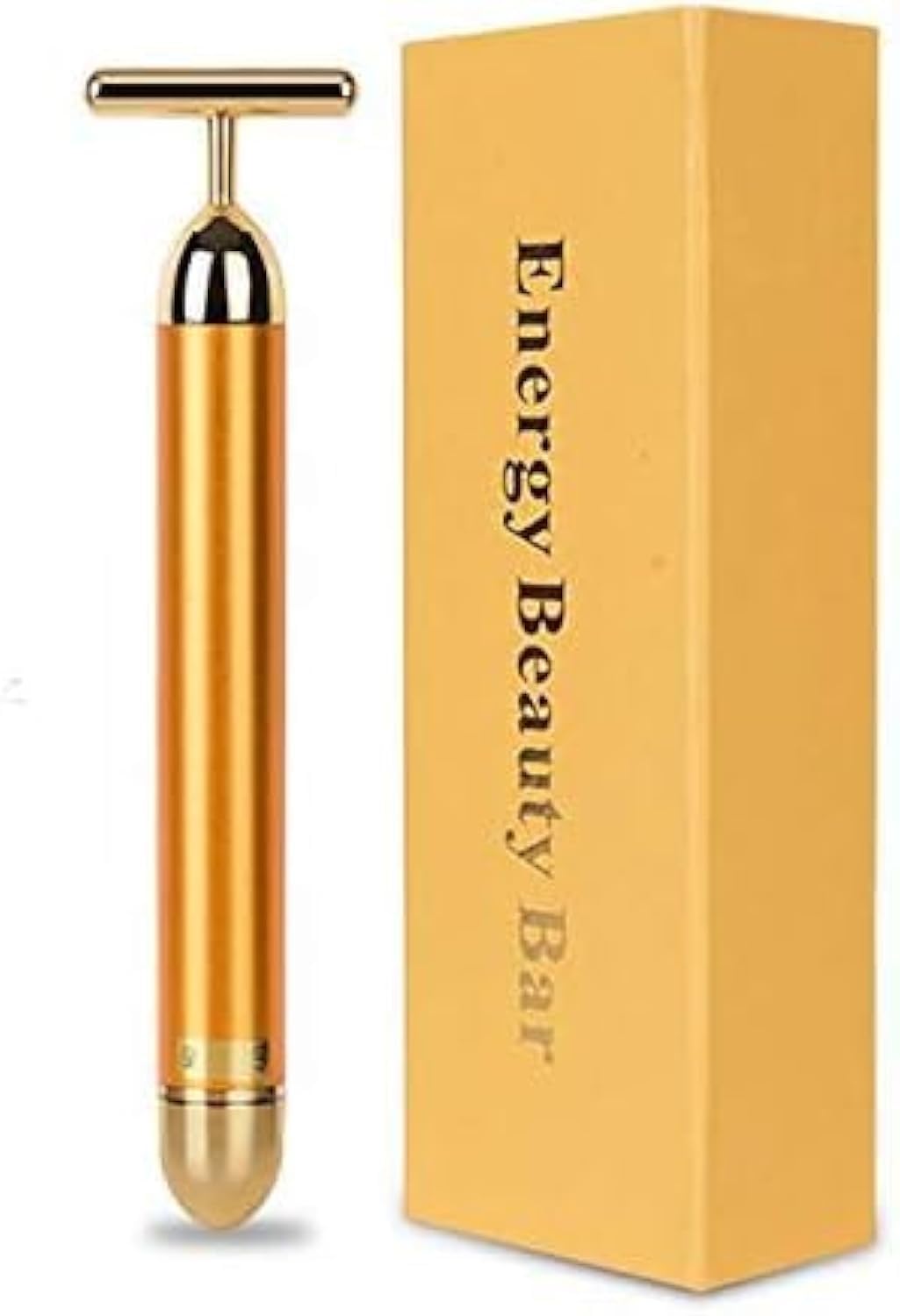 Beauty Bar 24K Gold Pulse Facial Massager, Electric T-Mark Face Massager For Sensitive Skin Tightening Pulling And Tightening Face