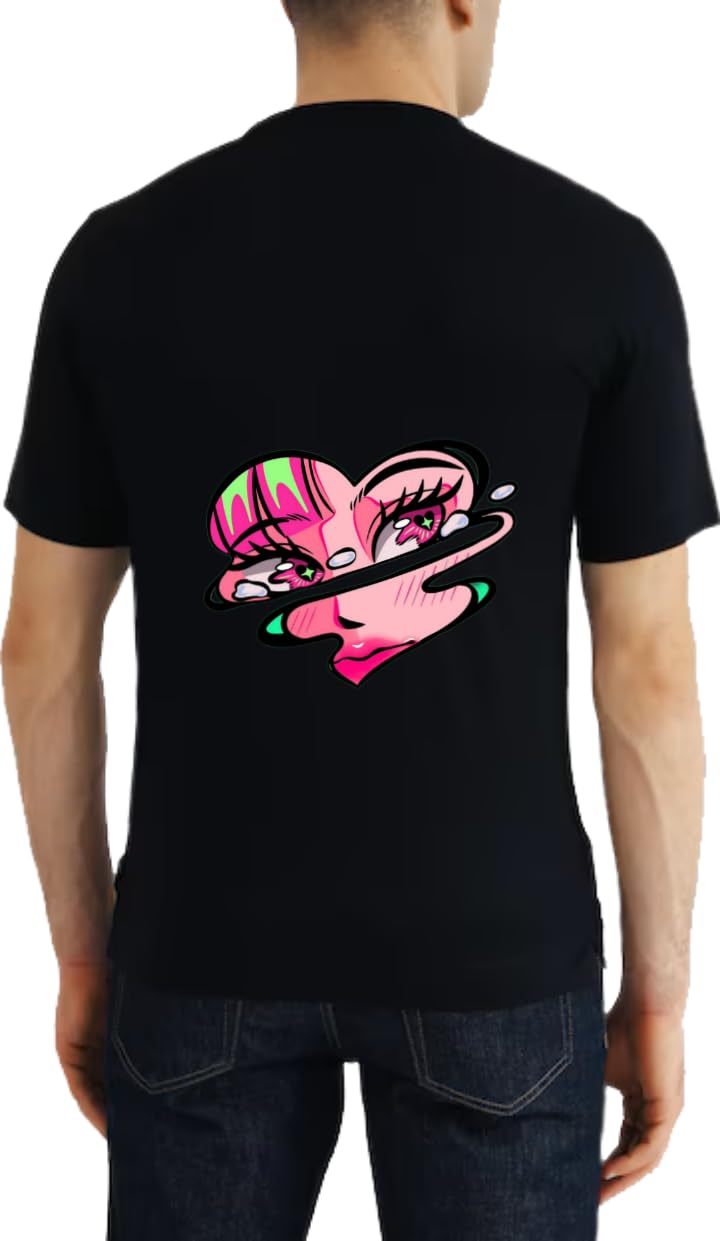 Pop Art Heart Face T-shirt back Black
