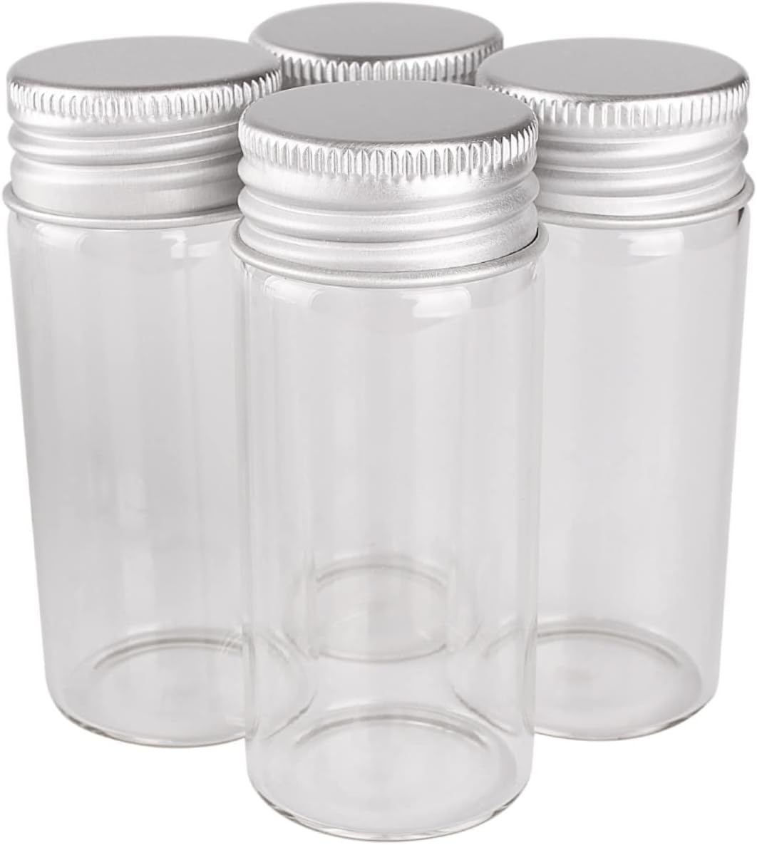 4pcs 30ml Clear Glass Bottles with Aluminum Caps, for Perfume and Essential Oils, 86x26.5mm