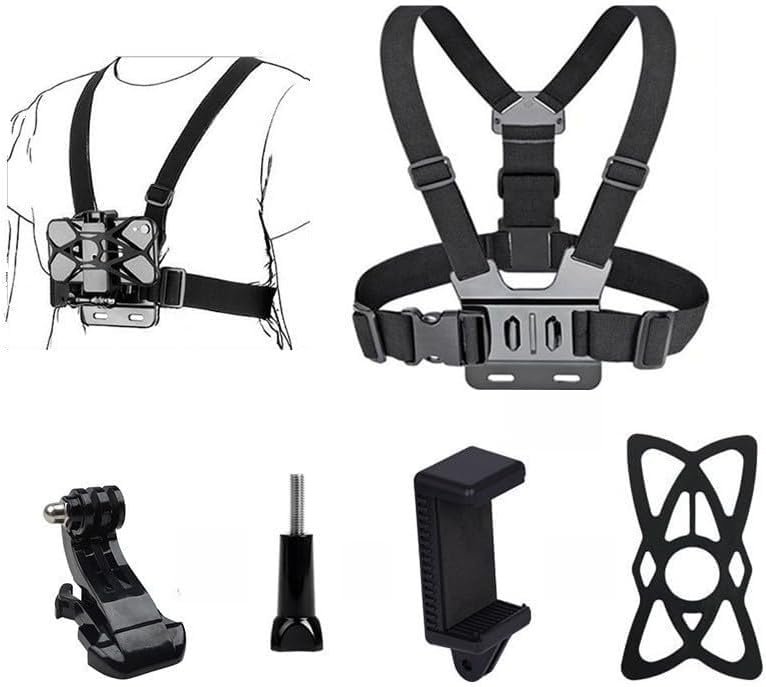 Mobile Phone Chest Strap Harness Mount Kit for POV/VLOG,Cell Phone Clip Compatible with iPhone,Samsung,GoPro Hero 9, 8,7, 6, 5, 4, 3,2, 1,AKASO,DJI Osmo,and Action Cameras…