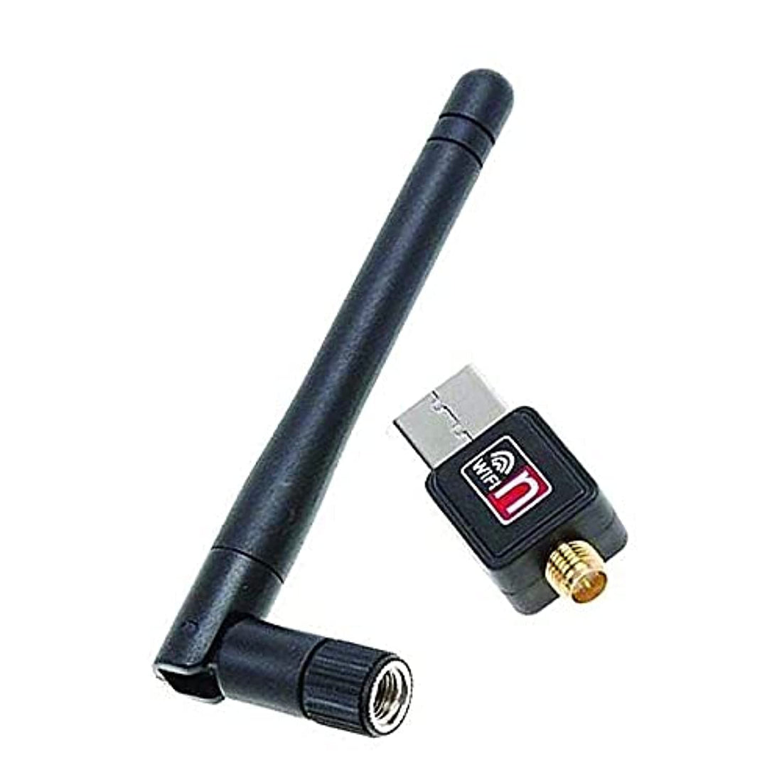 USB Wireless Adapter with Antenna 300Mbps 802.11 b/g/n 2.4GHz - Black - 2724573261733
