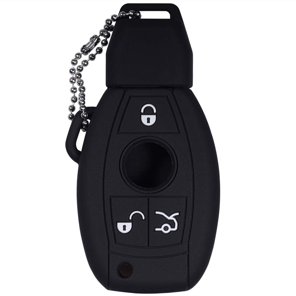 Soft Silicone Rubber Key Fob Cover Sleeve for Mercedes Benz C E M S CLS CLK GLK GLC G Class CLA GLK350 GLA 250 C300 AMG 2019 GLC 300 (Black)