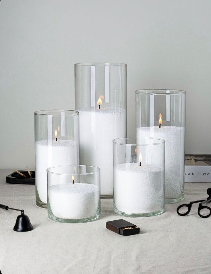 Handmade Sand Candle Set in Glass Cylinders, Refillable Wax Sand Candles, Modern Minimalist Candle Set for Home Decor, Weddings, Events (3)