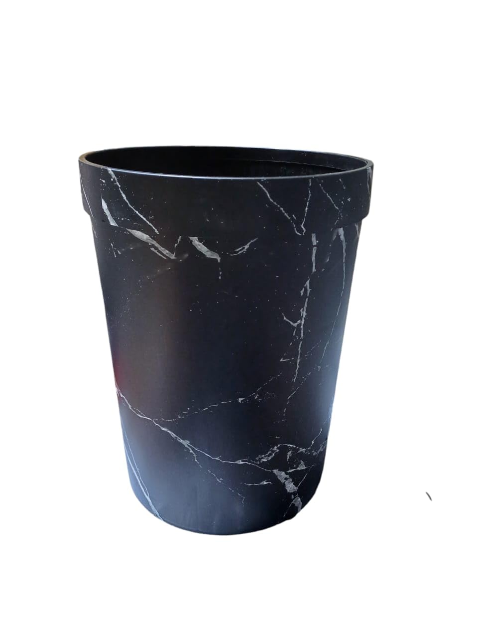 Wooden Wastebasket Trash Can Rubbish Bin Vintage Retro Simulation Wood Plastic Garbage Bin Container Farmhouse Style Trash Can for Home Office (Black)