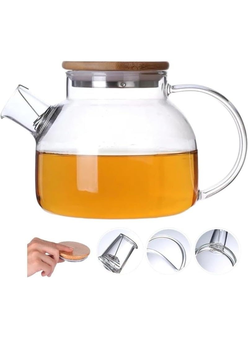 Transparent Fire-Safe Glass Tea Pot – Removable Stainless Filter Infuser for Loose Leaf, Herbal and Blooming Teas, Durable Heat-Resistant Teapot for Home Tea Lovers