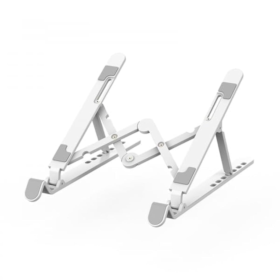 WiWU S500 Adjustable Aluminum Laptop Stand, Foldable Ergonomic Multi-Angle Riser with Cooling Ventilation, Portable Anti-Slip Support for Laptops up to 17" – White | 18 Months Warranty
