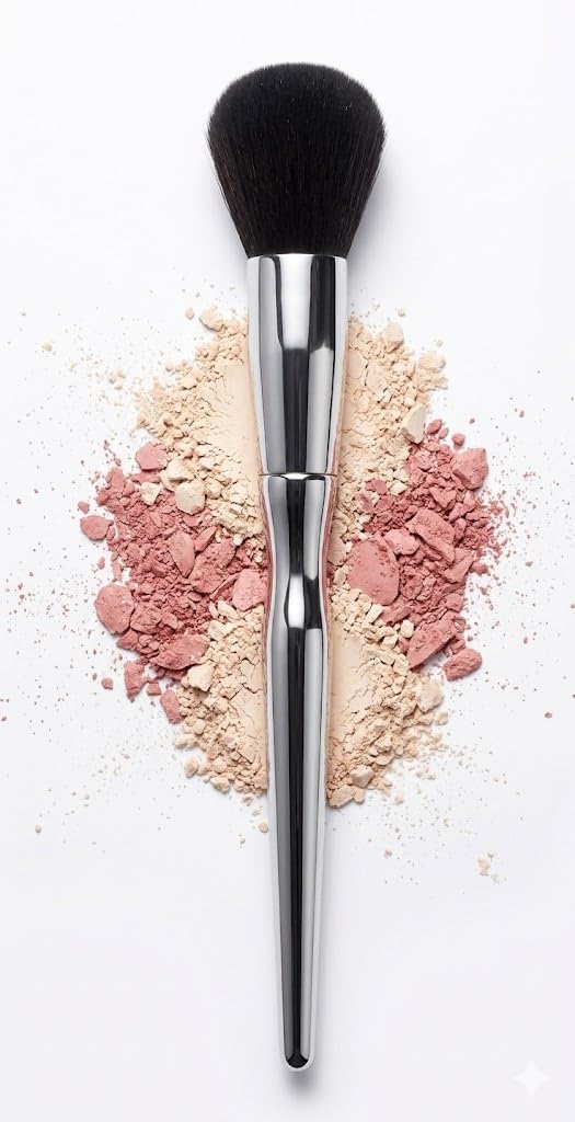Blush Powder Makeup Brush for Blush & Bronzer, Works Best With Powder,1PC- silver color