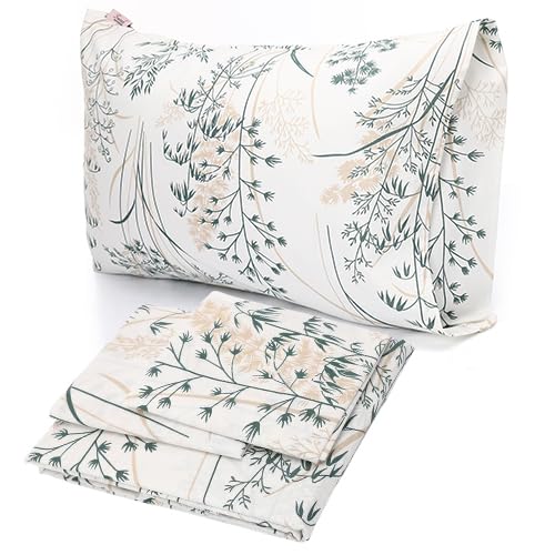 Flat bed sheet set 2pcs, 180 * 235 cm + Free Pillowcase, Breeze green design