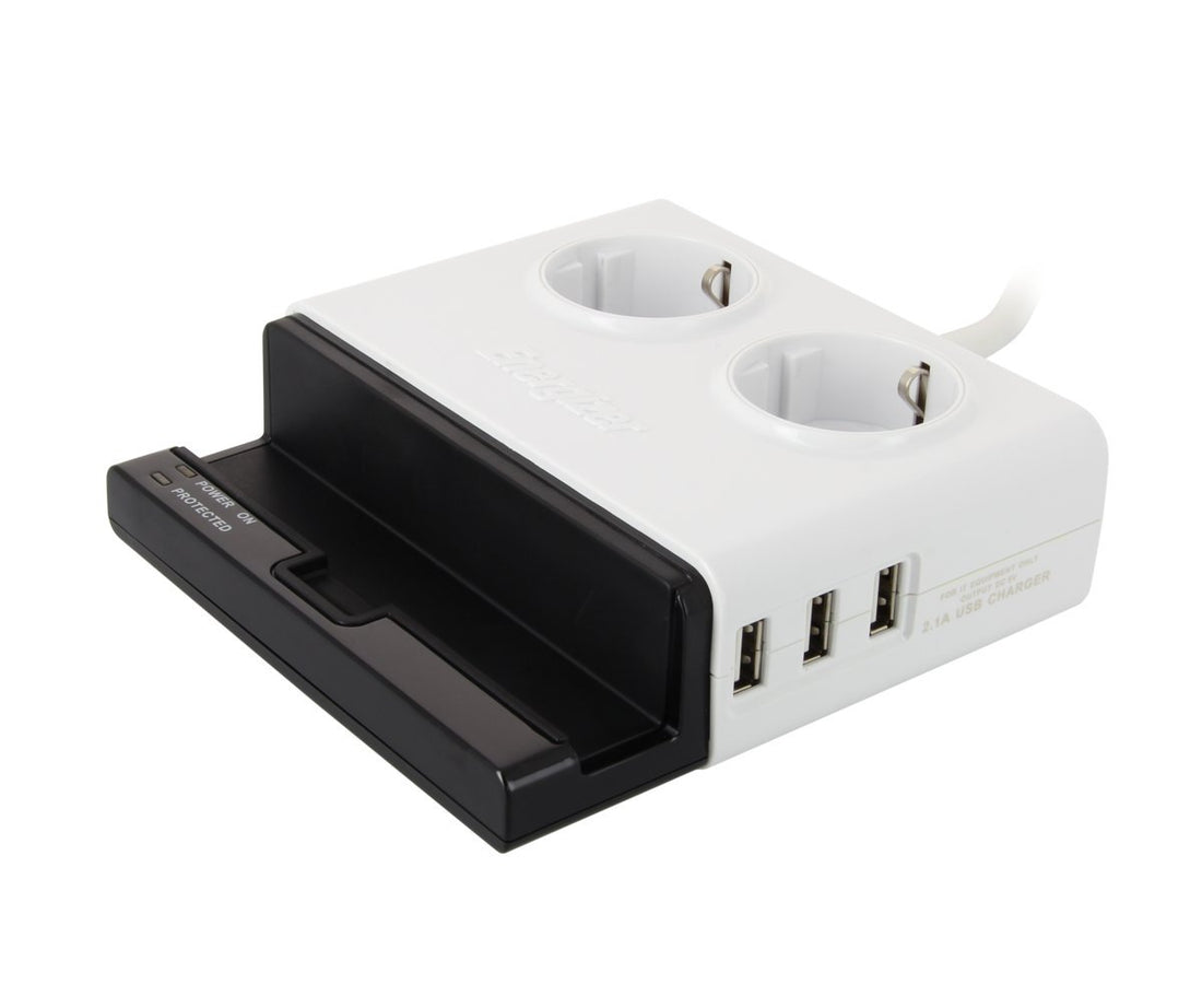 Energizer spec2p3ueu2 tablet station surge protector, 3 usb ports - 2 outlets