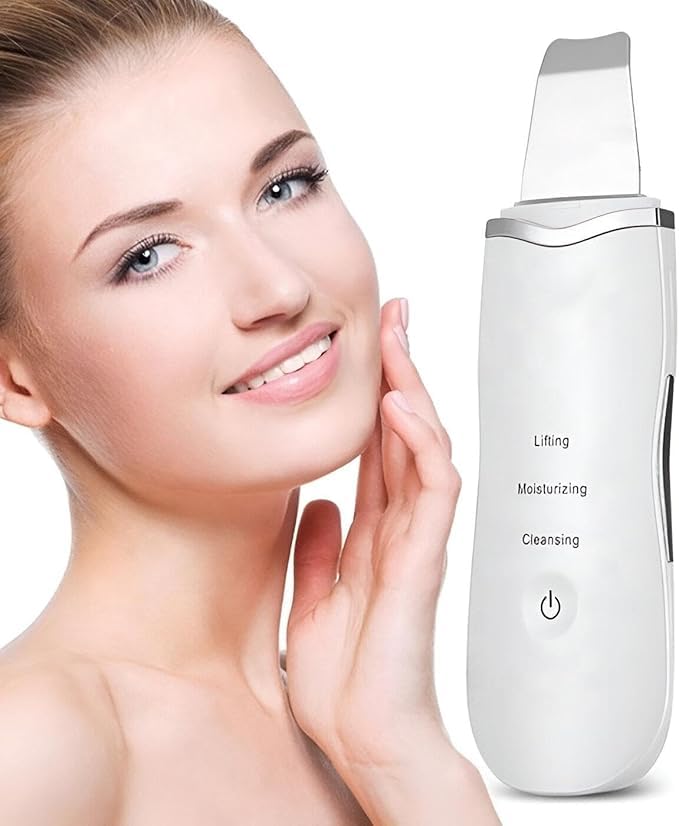 Ultrasonic Facial Cleansing Device - Skin Exfoliator Blackhead Remover Deep Cleansing Skin Scrubber with Facial Scraper