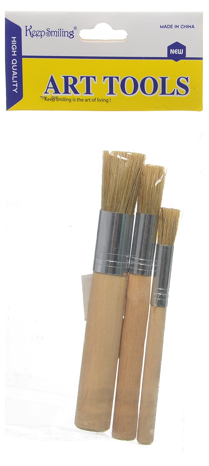 Keep Smiling - Set of Paint Brushes 3 Peaces, Brown