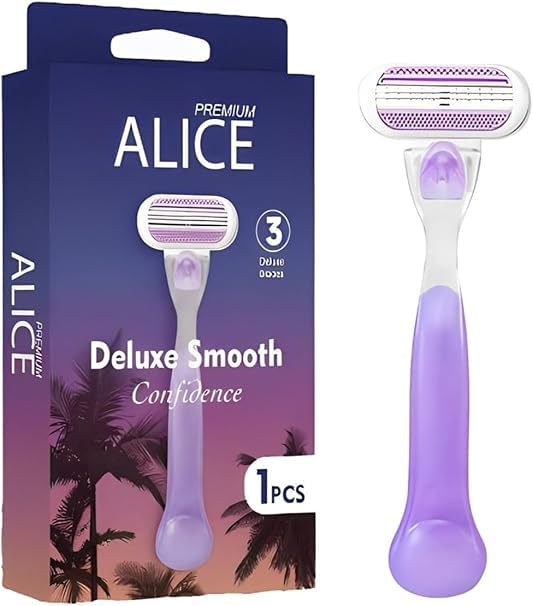 Alice - Razor For Women, Premium Alice, Deluxe Smooth, Pivoted Head, Confidence, Deluxe Blades, 1 Piece, Purple, For Acne-Prone Skin (Triple Blade, Model - AS-21) 3 Blades